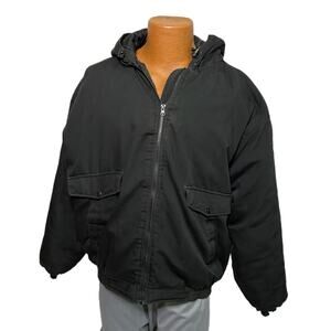 Burly Camo Men’s Black Coat with Hood, XL, Pre-owned